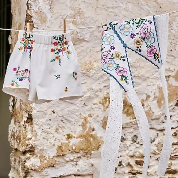 Free People Lucy Mae Embroidered Short Set